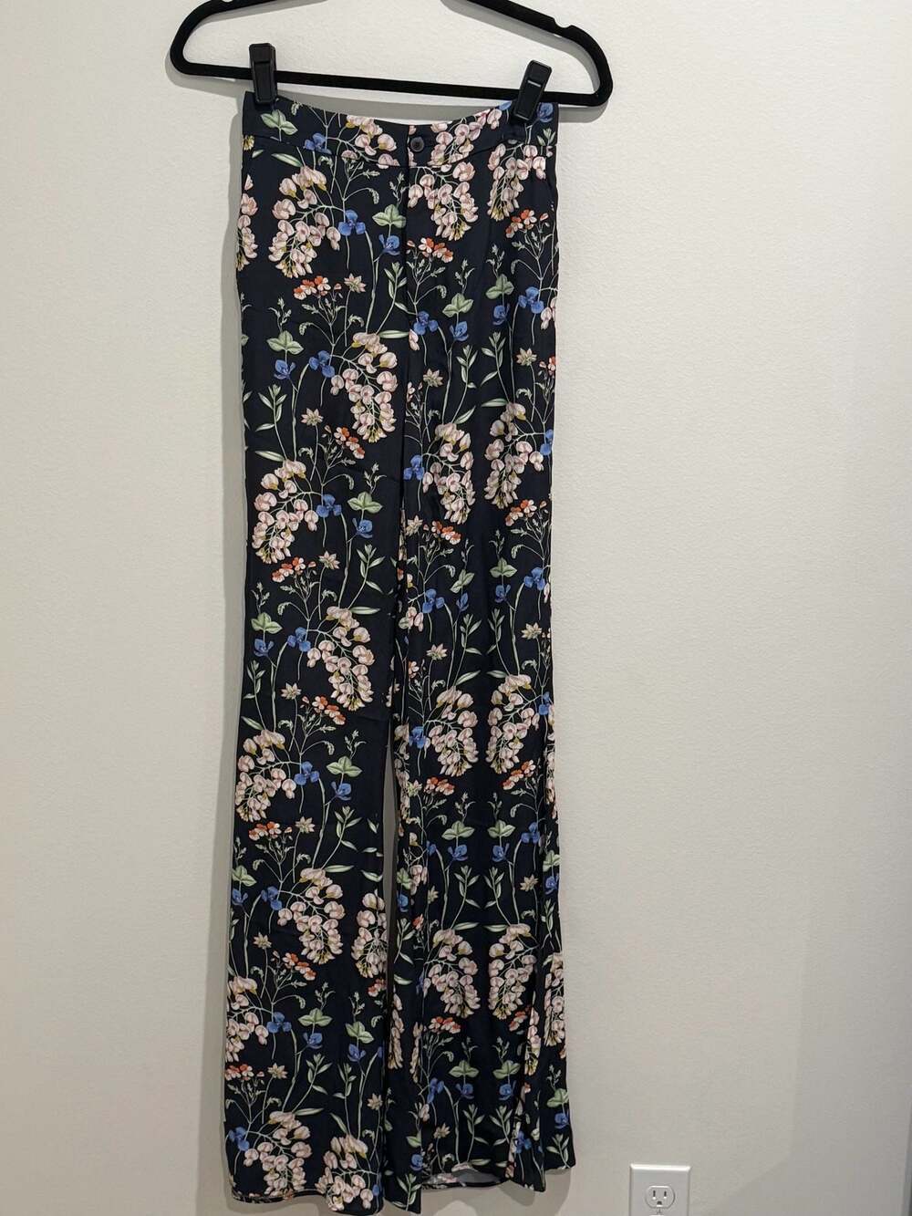 Zara Woman Floral Print Wide Leg Viscose Pants Size XS - Picture 3 of 6